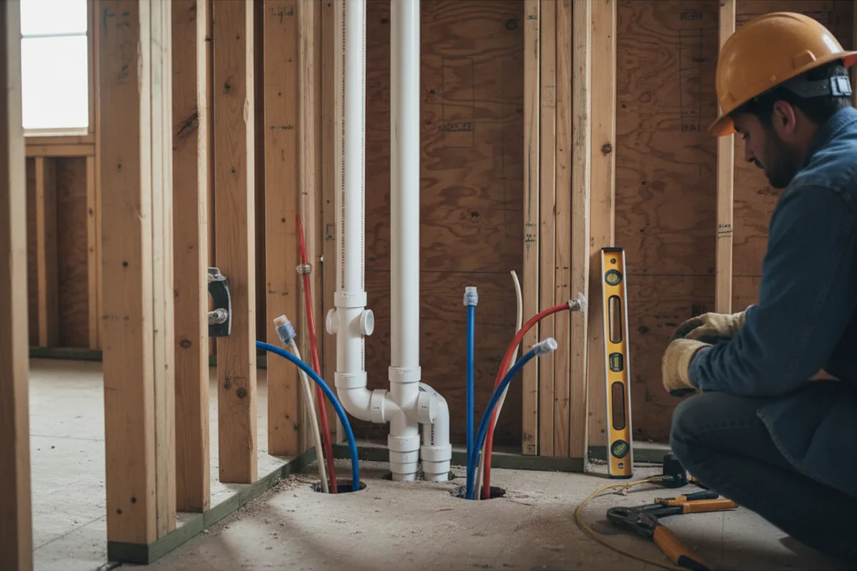 Drain and supply rough-in during Drain Cleaning in Auburn